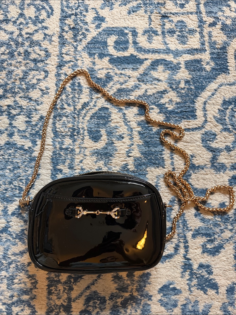 Sam Edelman Patent Leather Chain Crossbody Bag - Black